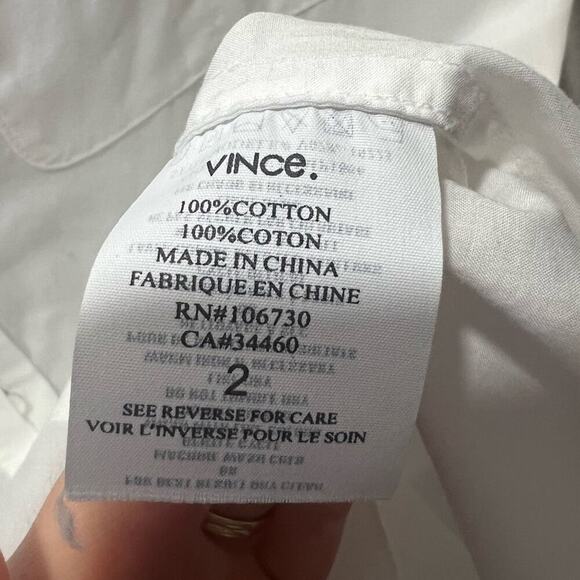 Vince White Button Down Short Sleeve Tunic Top P - Picture 4 of 6